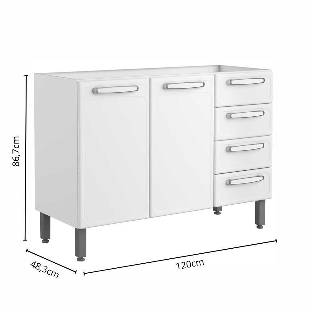 Balcão De Aço 2 Portas 4 Gavetas Branco Evidence Bertolini Branco - 2