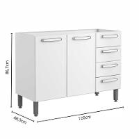 Balcão De Aço 2 Portas 4 Gavetas Branco Evidence Bertolini Branco - 2