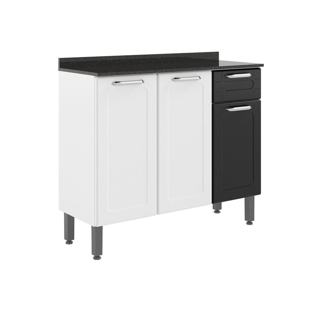 Balcão De Aço Com Tampo 3 Portas 1gav Preto Branco Bertolini Branco/preto - 1