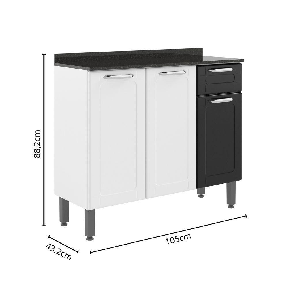 Balcão De Aço Com Tampo 3 Portas 1gav Preto Branco Bertolini Branco/preto - 2