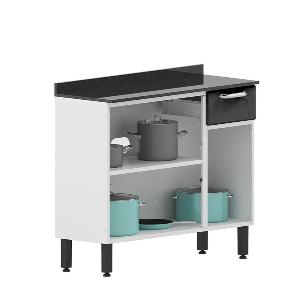 Balcão De Aço Com Tampo 3 Portas 1gav Preto Branco Bertolini Branco/preto - 3