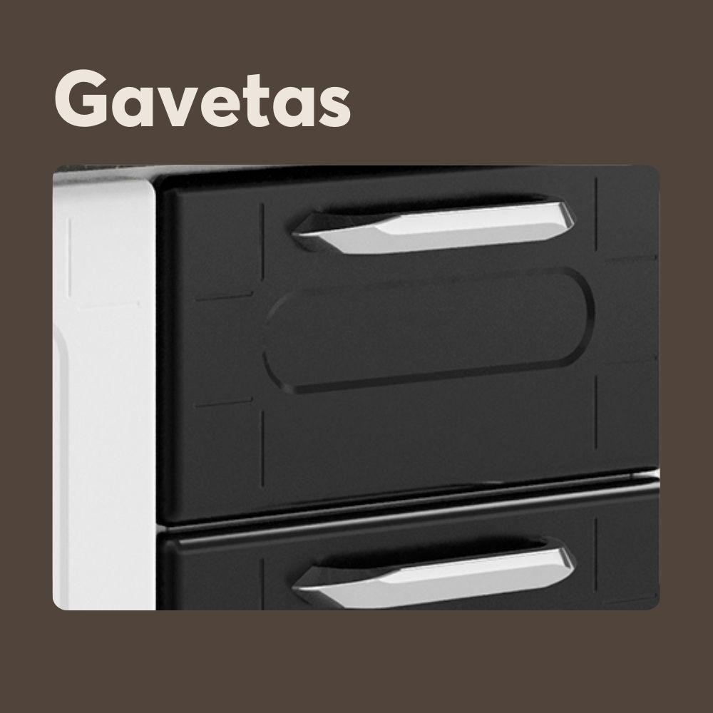 Balcão De Aço Com Tampo 3 Portas 1gav Preto Branco Bertolini Branco/preto - 5