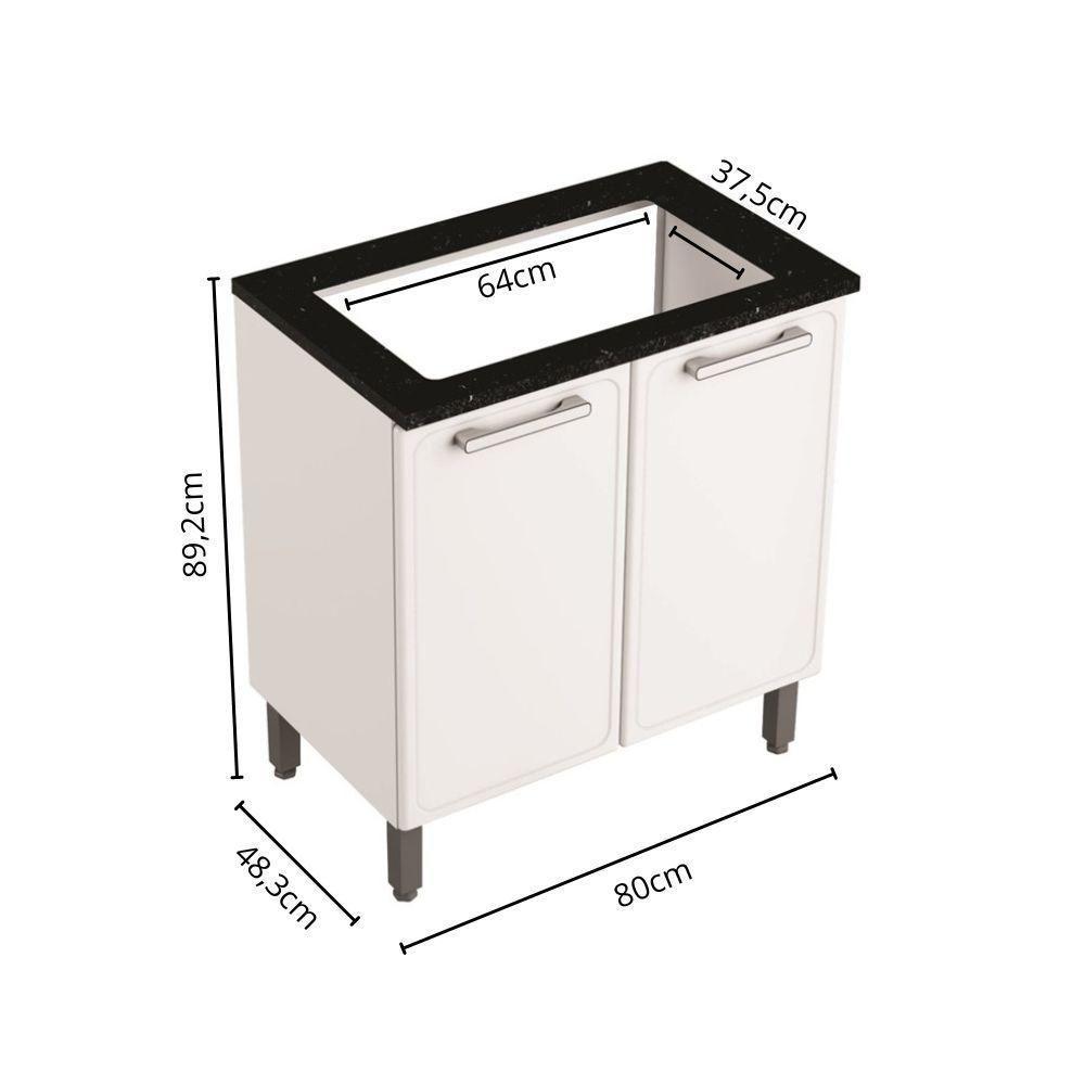 Balcão De Aço Para Cooktop 2 Portas Branco Gourmet Bertolini Branco - 2