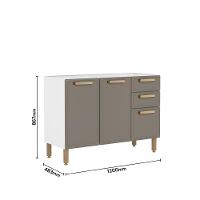 Balcão Em Aço 3 Portas 2 Gavetas Essência Pecan Bertolini Pecan - 2