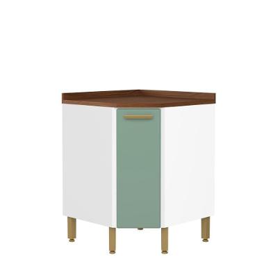 Balcão De Aço De Canto Com 1 Porta Verde Bella Bertolini Verde/branco