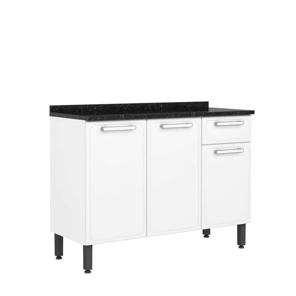 Balcão De Aço Tampo 3portas 1gaveta Branco Gourmet Bertolini Branco - 1
