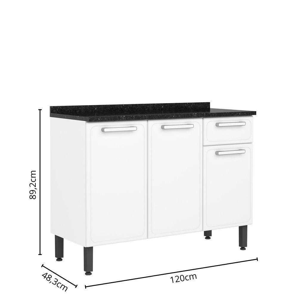 Balcão De Aço Tampo 3portas 1gaveta Branco Gourmet Bertolini Branco - 2