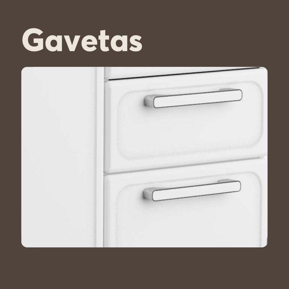 Balcão De Aço Tampo 3portas 1gaveta Branco Gourmet Bertolini Branco - 4