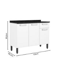 Balcão De Aço Tampo 3portas 1gaveta Branco Gourmet Bertolini Branco - 2