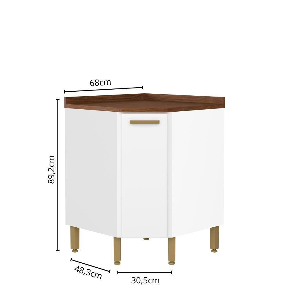 Balcão De Aço De Canto Com 1 Porta Branco Bella Bertolini Branco - 2
