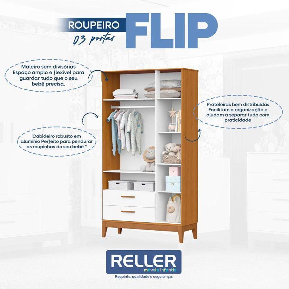 Quarto De Bebê Flip Com Cômoda Gaveteiro Branco Acetinado Savana Com Colchão Gazin - Reller - 4