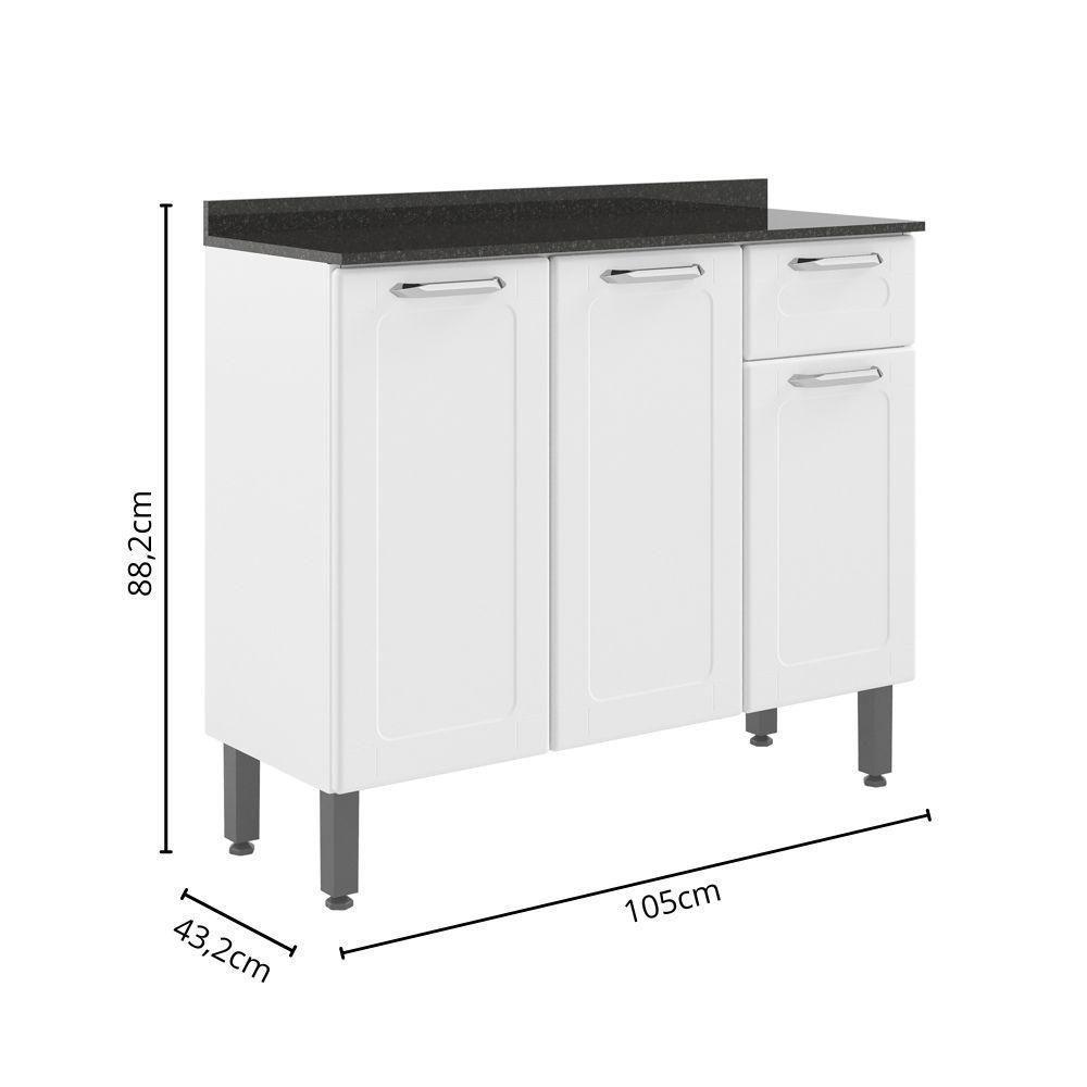 Balcão De Aço Com Tampo 3 Portas 1 Gaveta Branco Bertolini Branco - 2