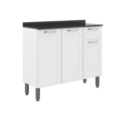 Balcão De Aço Com Tampo 3 Portas 1 Gaveta Branco Bertolini Branco