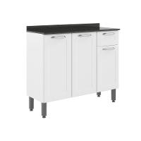 Balcão De Aço Com Tampo 3 Portas 1 Gaveta Branco Bertolini Branco - 1