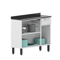 Balcão De Aço Com Tampo 3 Portas 1 Gaveta Branco Bertolini Branco - 3