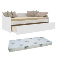 Bicama Babá Ariel Branco Acetinado Com 2 Colchões Ortobom - Carolina - 1