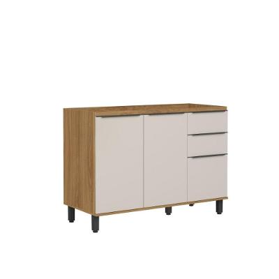 Balcão De Cozinha Sem Tampo 2 Ptas 3 Gav Serena Bertolini Lunar Grey/carvalho Xingu