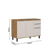 Balcão De Cozinha Sem Tampo 2 Ptas 3 Gav Serena Bertolini Lunar Grey/carvalho Xingu - 2