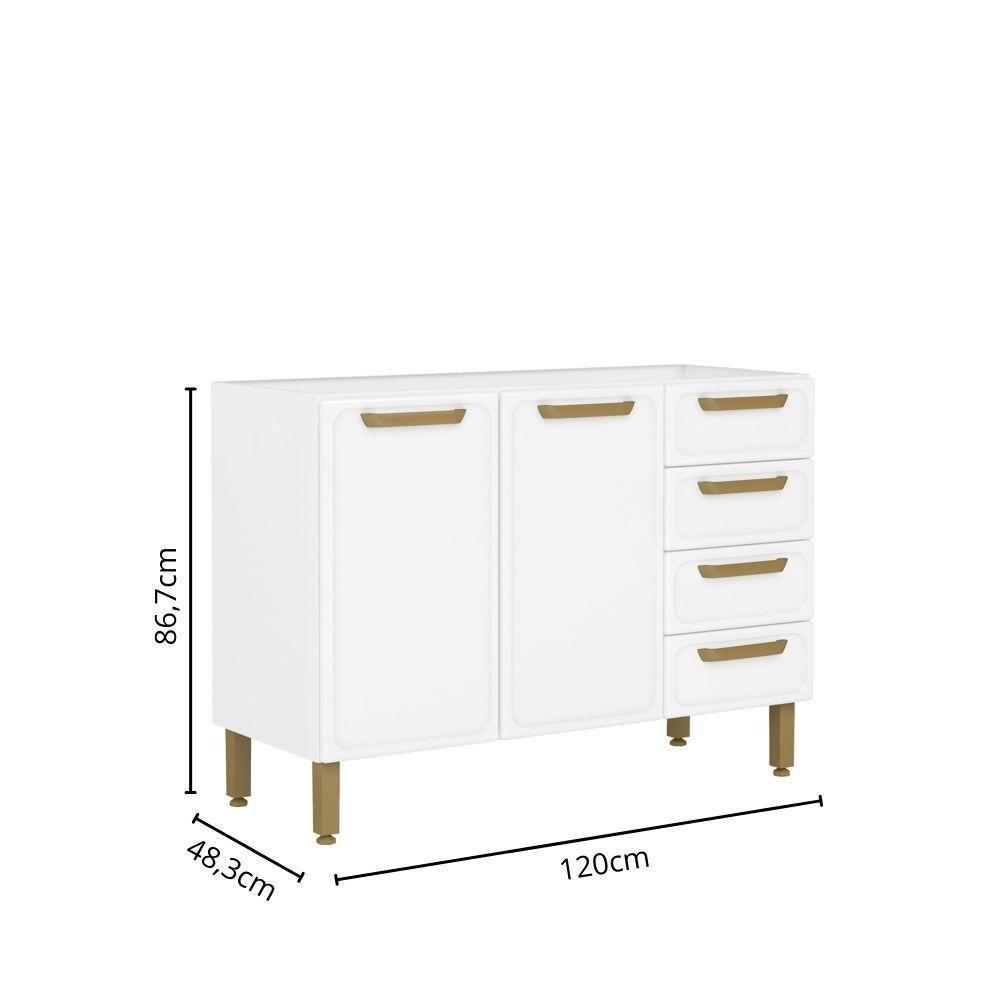 Balcão De Aço 2 Portas 4 Gavetas Branco Bella Bertolini Branco - 2