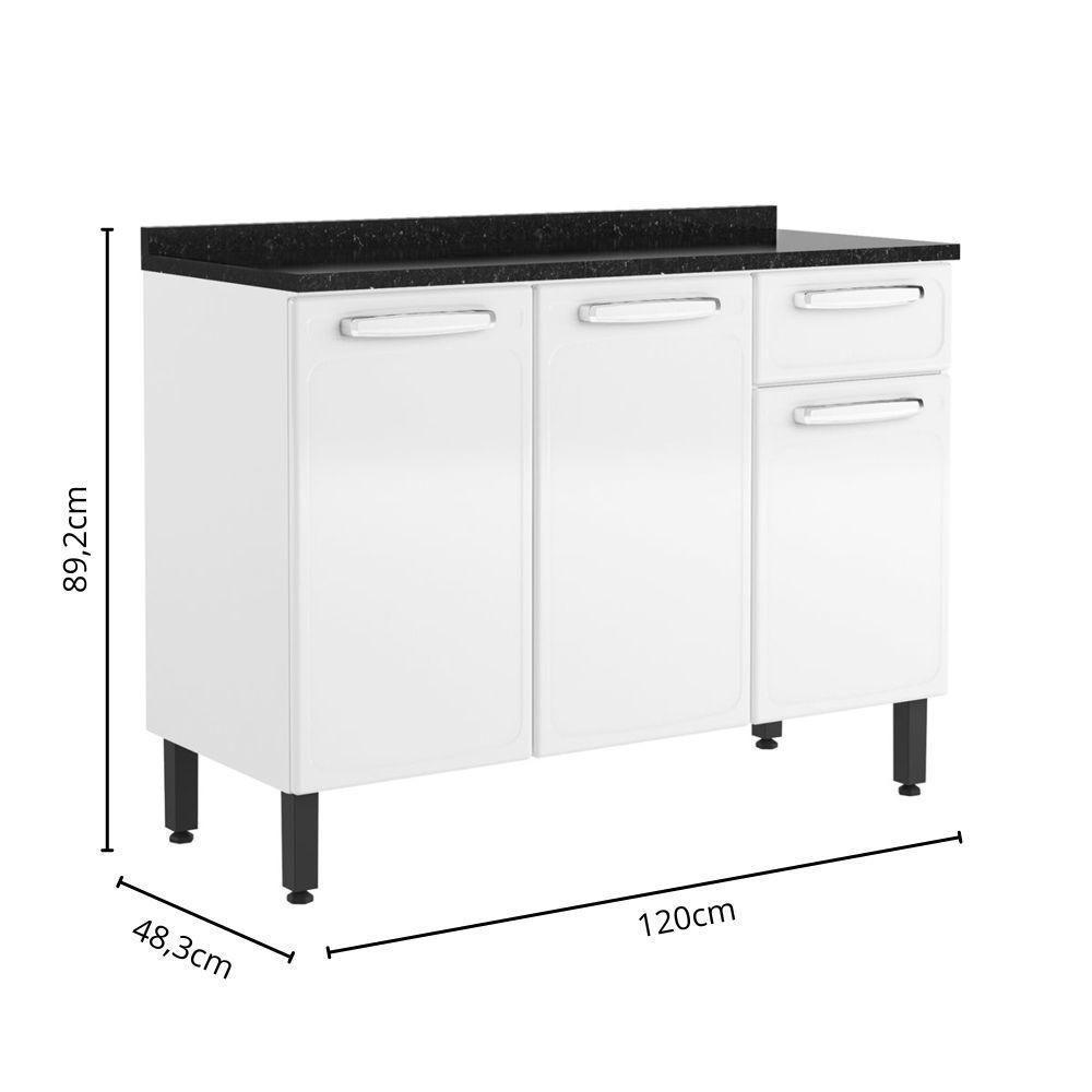 Balcão De Aço Tampo 3 Portas 1 Gav Branco Evidence Bertolini Branco - 2