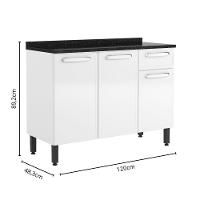 Balcão De Aço Tampo 3 Portas 1 Gav Branco Evidence Bertolini Branco - 2