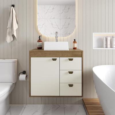 Balcão Para Banheiro Cuba 1 Porta 3 Gavetas Areia Bertolini Areia/carvalho