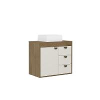 Balcão Para Banheiro Cuba 1 Porta 3 Gavetas Areia Bertolini Areia/carvalho - 2