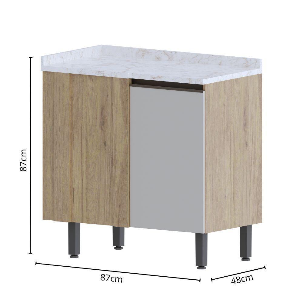 Balcão De Madeira De Canto 1 Porta Areia Urbana Bertolini Areia/carvalho - 2