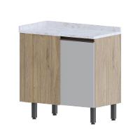 Balcão De Madeira De Canto 1 Porta Areia Urbana Bertolini Areia/carvalho - 1