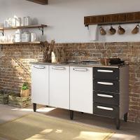 Balcão De Aço 3 Portas 4 Gavetas Preto Evidence Bertolini Branco/preto - 1