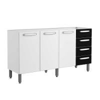 Balcão De Aço 3 Portas 4 Gavetas Preto Evidence Bertolini Branco/preto - 2