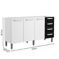 Balcão De Aço 3 Portas 4 Gavetas Preto Evidence Bertolini Branco/preto - 3