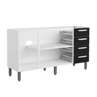 Balcão De Aço 3 Portas 4 Gavetas Preto Evidence Bertolini Branco/preto