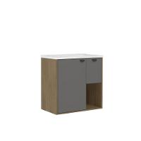 Balcão Para Banheiro Pia 1 Porta 1 Gaveta Grafite Bertolini Grafite/carvalho - 2