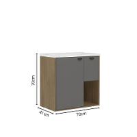 Balcão Para Banheiro Pia 1 Porta 1 Gaveta Grafite Bertolini Grafite/carvalho - 3