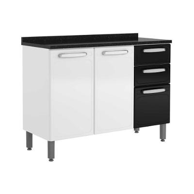 Balcão De Aço 3 Portas 2 Gav Preto Branco Evidence Bertolini Branco/preto