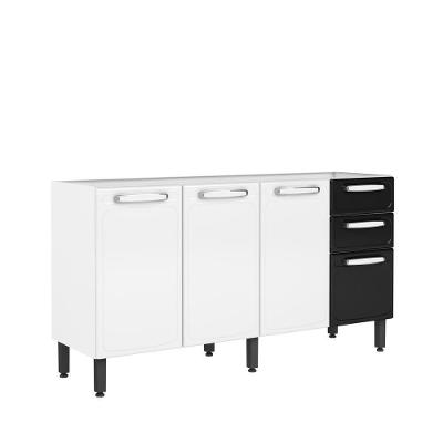 Balcão De Aço 4 Portas 2gavetas Preto Bco Evidence Bertolini Branco/preto