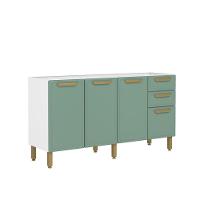 Balcão De Cozinha Em Aço 160cm 4 Ptas 2 Gav Bella Bertolini - Verde/branco Verde/branco - 1