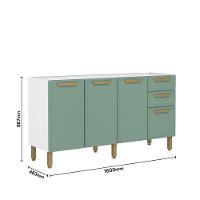 Balcão De Cozinha Em Aço 160cm 4 Ptas 2 Gav Bella Bertolini - Verde/branco Verde/branco - 2