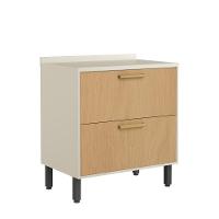 Balcão 80cm Tampo Gavetão E Porta Basculante Nogal Bertolini Dourado/areia - 1