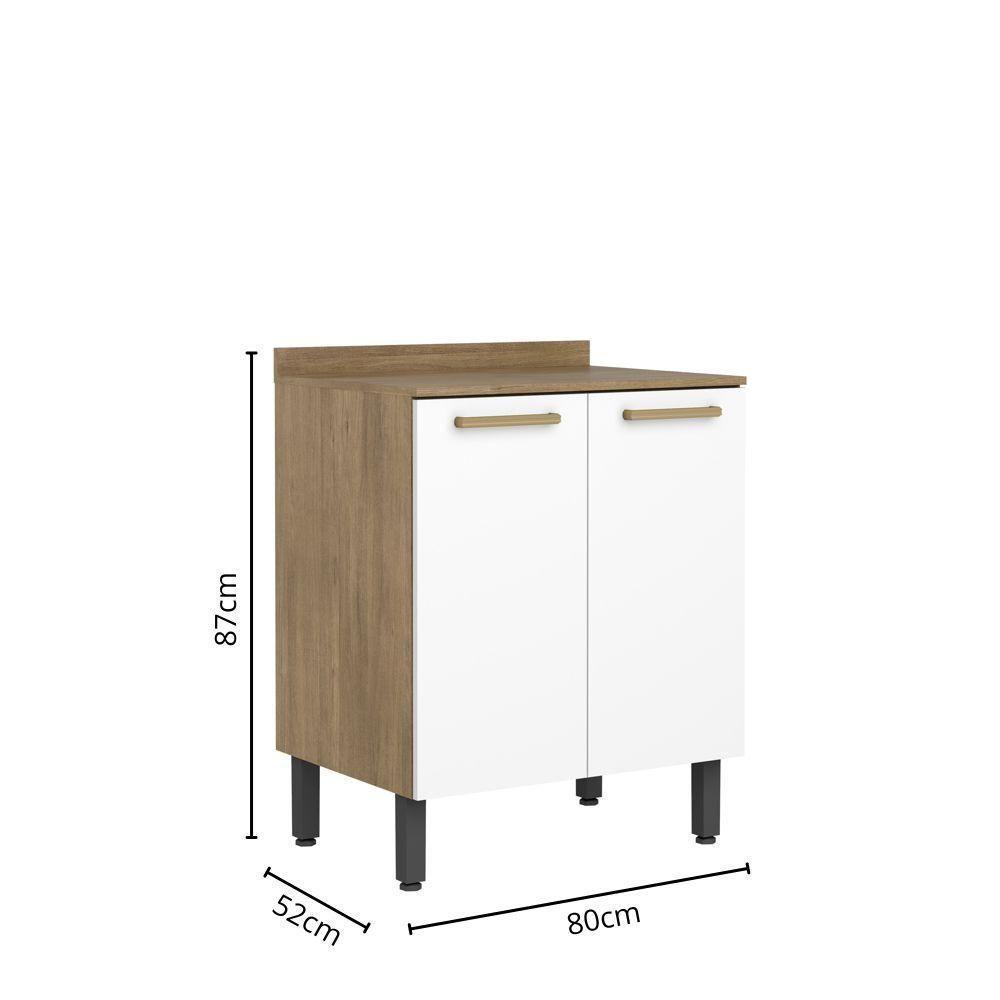 Balcão Pequeno Com Tampo 2portas Branco ártico Axé Bertolini Branco/carvalho - 2