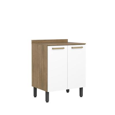 Balcão Pequeno Com Tampo 2portas Branco ártico Axé Bertolini Branco/carvalho