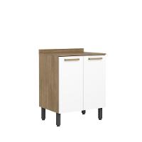 Balcão Pequeno Com Tampo 2portas Branco ártico Axé Bertolini Branco/carvalho - 1