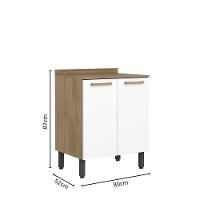 Balcão Pequeno Com Tampo 2portas Branco ártico Axé Bertolini Branco/carvalho - 2