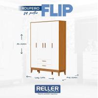 Guarda Roupa Infantil 4 Portas Com Berço Americano Flip Branco Acetinado Savana Com Colchão - Reller - 3