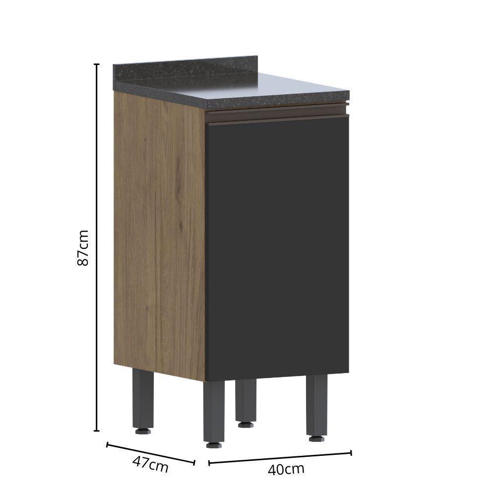 Balcão De Madeira Tampo 1 Porta Grafite Moderna Bertolini Grafite/carvalho - 2