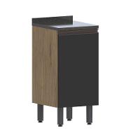 Balcão De Madeira Tampo 1 Porta Grafite Moderna Bertolini Grafite/carvalho - 1