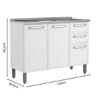 Balcão De Aço Pia 3portas 2gavetas Branco Evidence Bertolini Branco - 2