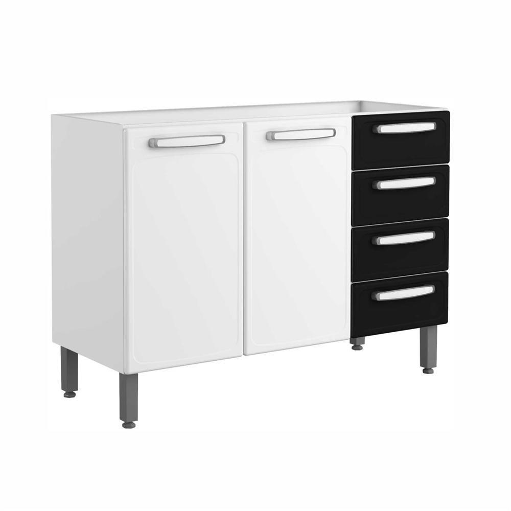 Balcão De Aço 2 Portas 4 Gavetas Preto Evidence Bertolini Branco/preto - 1
