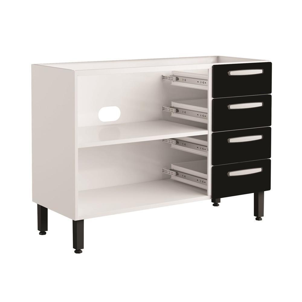 Balcão De Aço 2 Portas 4 Gavetas Preto Evidence Bertolini Branco/preto - 3